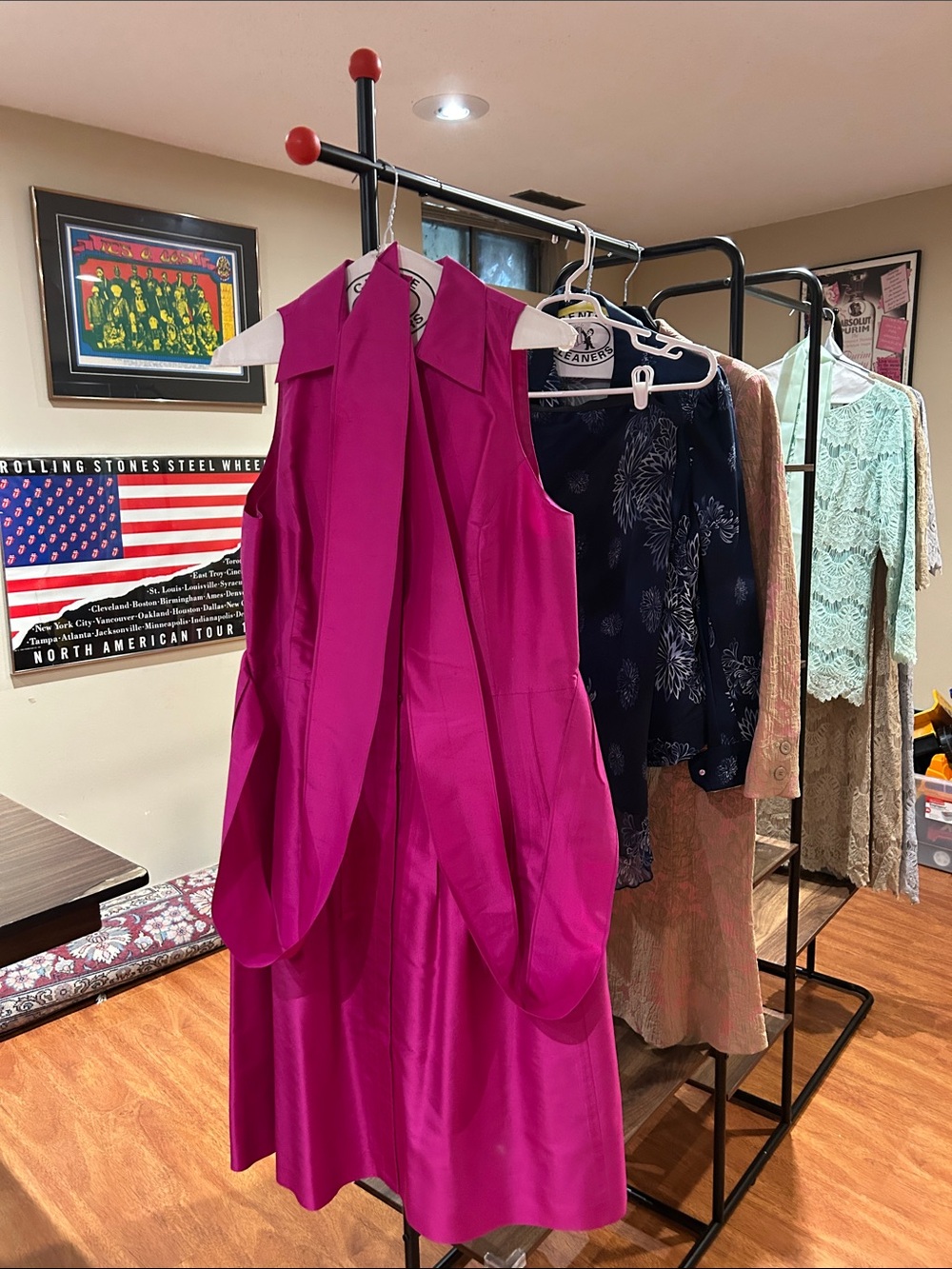Jones New York Hot Pink Sleeveless Dress with Draped Front